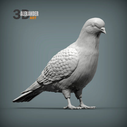 Pigeon - 1:12 Scale miniature bird figurine by Alexander Kuzmenko (2 pieces)