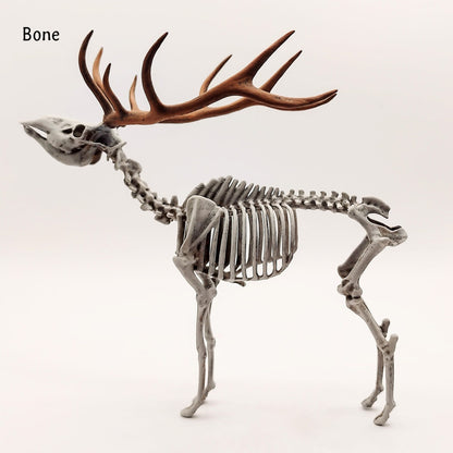 Red Deer Skeleton - 1:18 scale miniature for horror diorama, dollhouse, tabletop arts and crafts, replica curiosities oddities (1 skeleton)