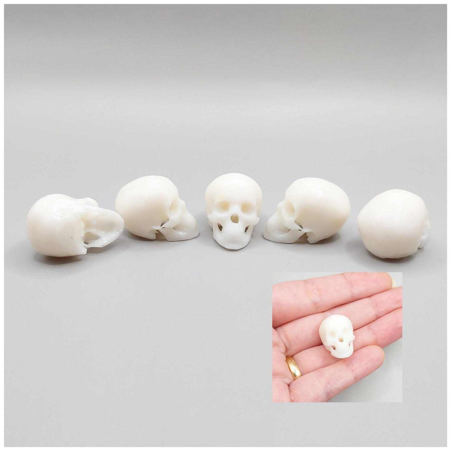 Human skulls in white 1:12 scale